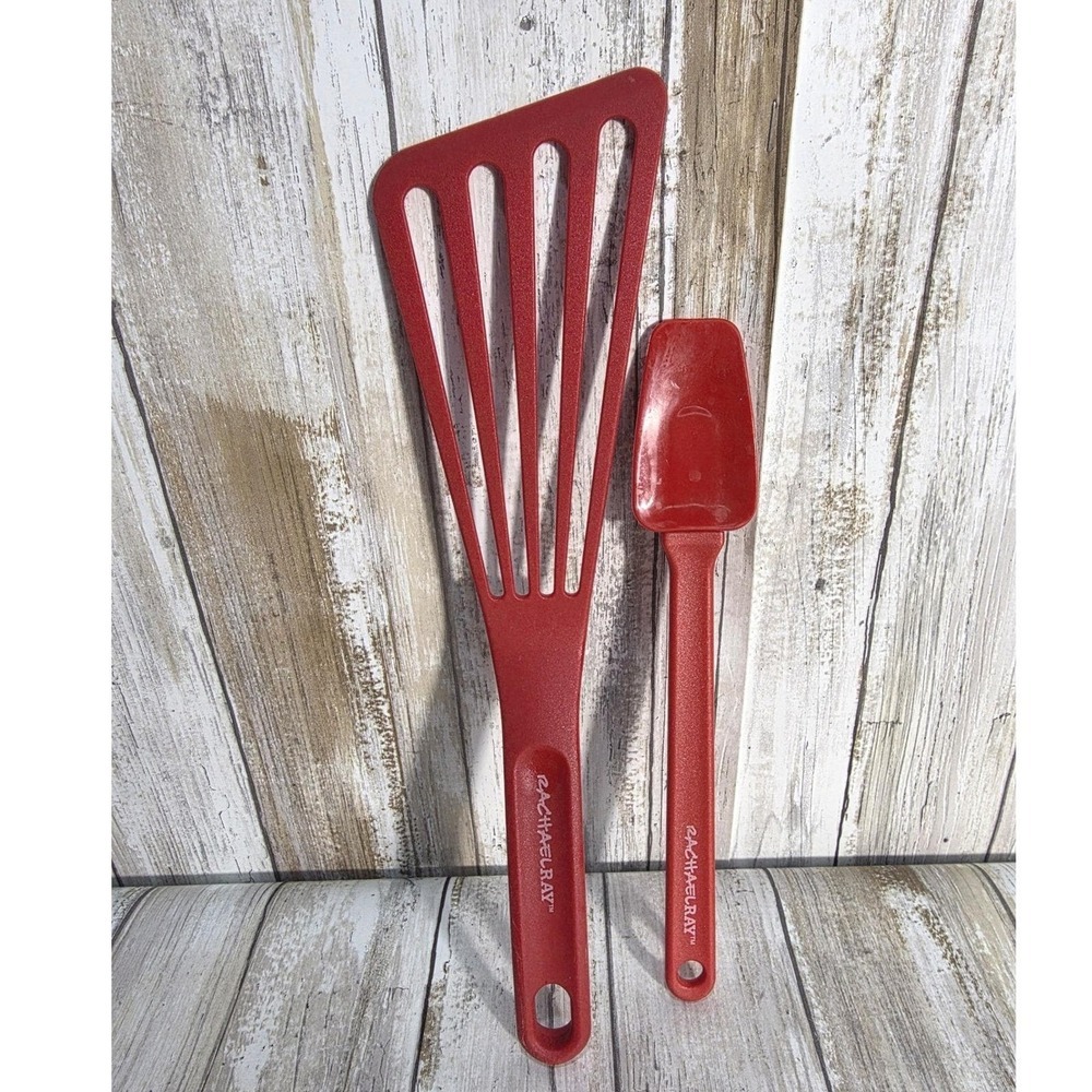 Rachael‎ Ray Red Silicone Turner Spatula Set Kitchen Cooking Utensils